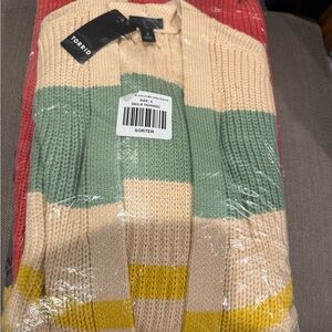 NWT 5 color block long sleeve duster knit sweater